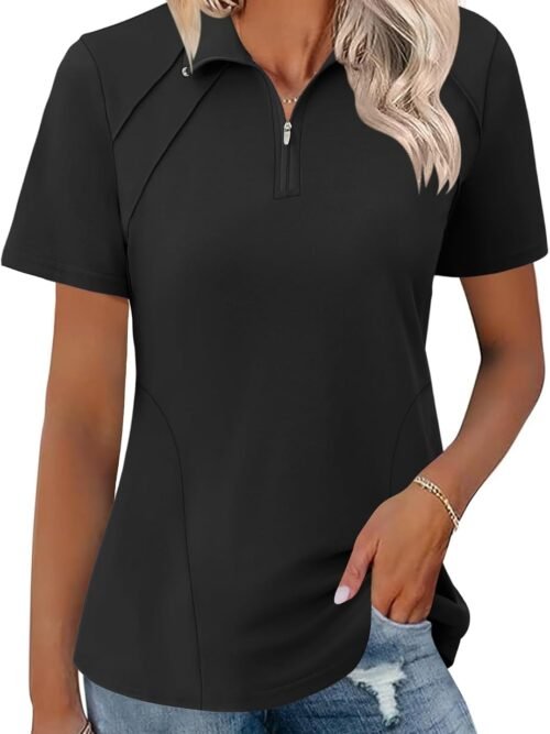 Women's Zip-Front Quick-Dry Golf Polo Shirt