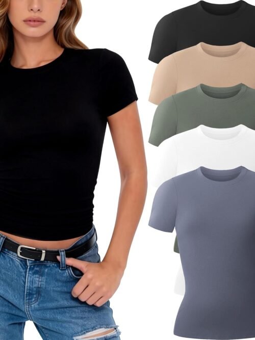 Slim Fit Rayon Blend Basic Crew Neck Tee