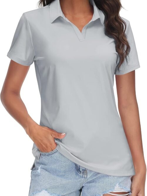 Women's V-Neck Sun-Protection Quick-Dry Golf Polo Shirt