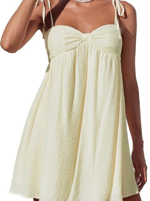 Casual Summer Dresses for Women Flowy Sun Dress Cute Mini Slip Dress Spaghetti Strap Dress