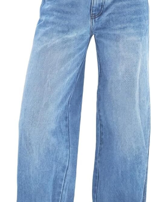 Women's  Wide Leg Jeans Distress High Waist Stretchy Denim Pants Y2K Trousers Clothing