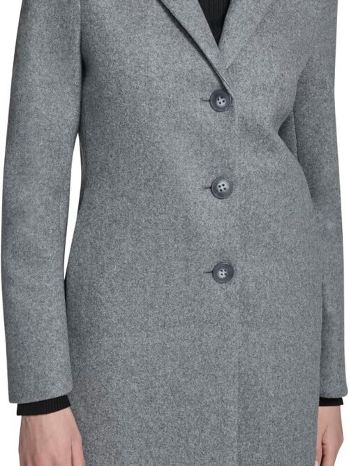 Women's Classic Faux Wool Overcoat ?C Long Button Front Winter Jacket