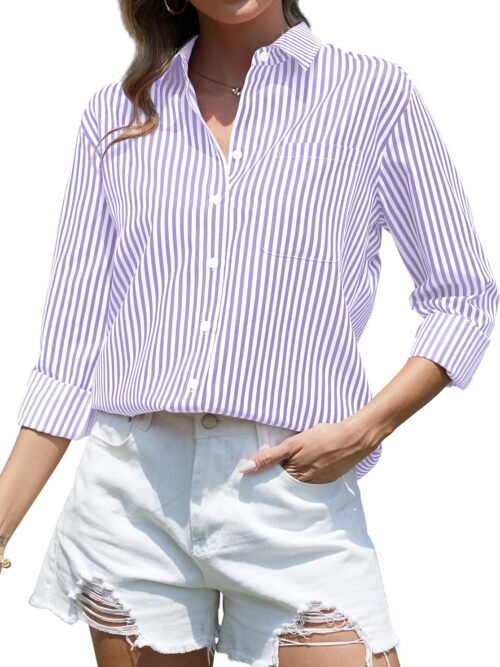 Wrinkle-Resistant Striped Casual Shirt